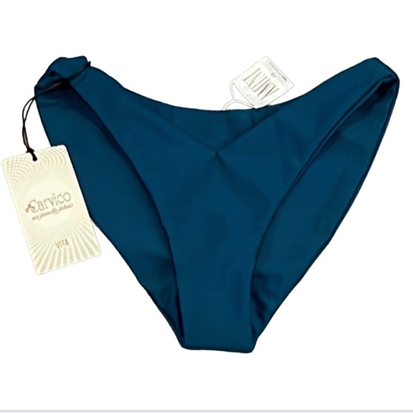 NWT Vita by Carvico (Amini) Dark Teal V-Waist Bikini Bottoms XS w/ Econyl - Picture 2 of 13